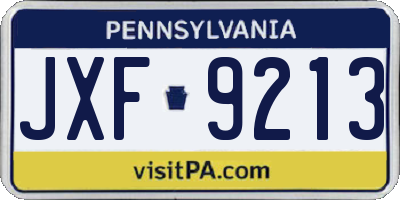 PA license plate JXF9213