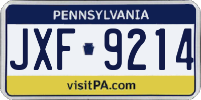 PA license plate JXF9214
