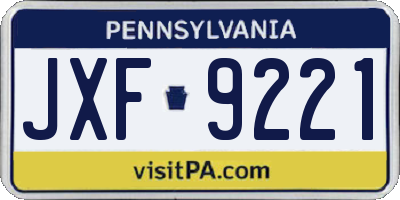 PA license plate JXF9221