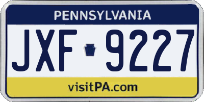 PA license plate JXF9227