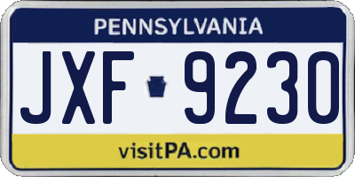 PA license plate JXF9230