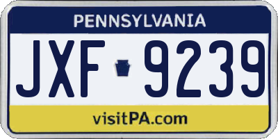 PA license plate JXF9239