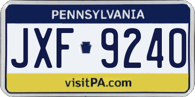 PA license plate JXF9240