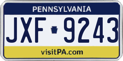PA license plate JXF9243