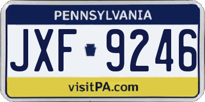 PA license plate JXF9246