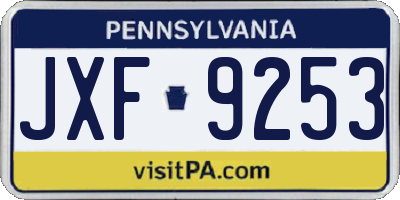 PA license plate JXF9253