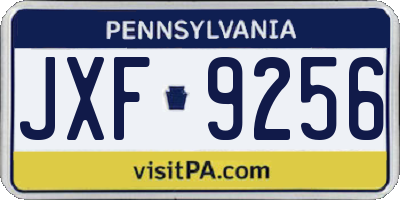 PA license plate JXF9256