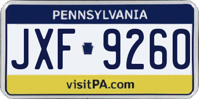PA license plate JXF9260