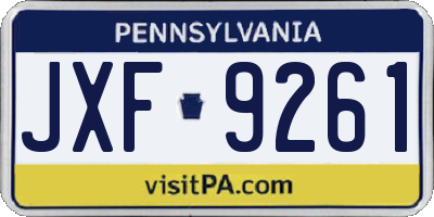 PA license plate JXF9261