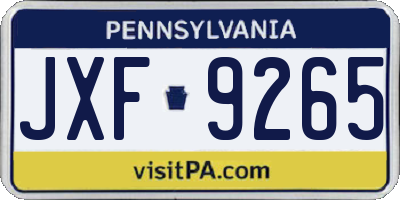 PA license plate JXF9265