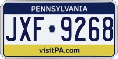 PA license plate JXF9268