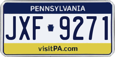 PA license plate JXF9271