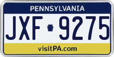 PA license plate JXF9275