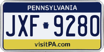 PA license plate JXF9280
