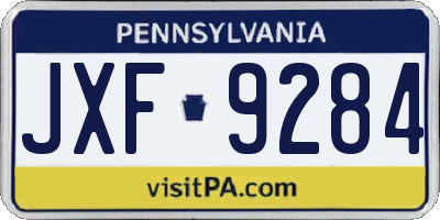 PA license plate JXF9284