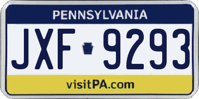 PA license plate JXF9293