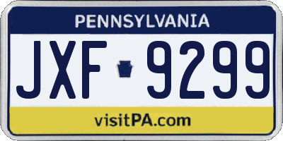 PA license plate JXF9299