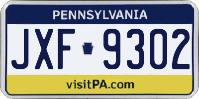 PA license plate JXF9302