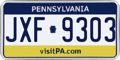 PA license plate JXF9303