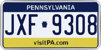 PA license plate JXF9308