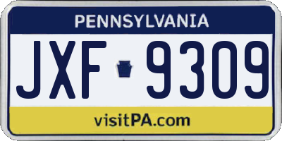 PA license plate JXF9309