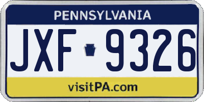 PA license plate JXF9326