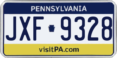 PA license plate JXF9328