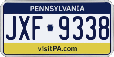 PA license plate JXF9338