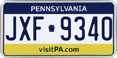 PA license plate JXF9340