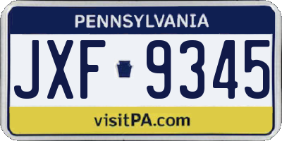 PA license plate JXF9345