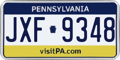 PA license plate JXF9348