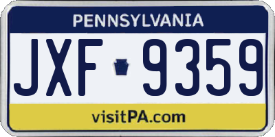 PA license plate JXF9359