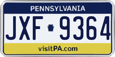 PA license plate JXF9364