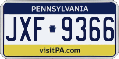 PA license plate JXF9366