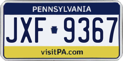 PA license plate JXF9367