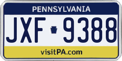 PA license plate JXF9388