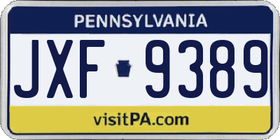 PA license plate JXF9389