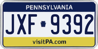 PA license plate JXF9392