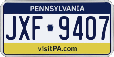 PA license plate JXF9407