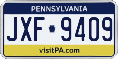 PA license plate JXF9409