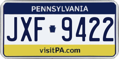 PA license plate JXF9422