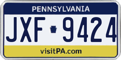 PA license plate JXF9424