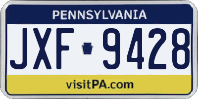 PA license plate JXF9428