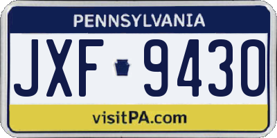 PA license plate JXF9430