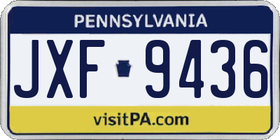 PA license plate JXF9436