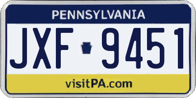 PA license plate JXF9451