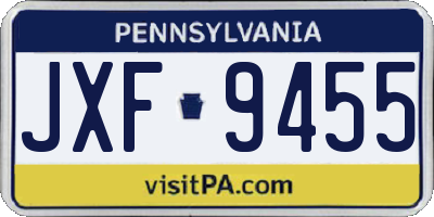 PA license plate JXF9455