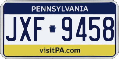 PA license plate JXF9458