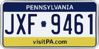 PA license plate JXF9461