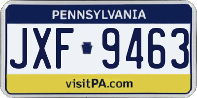 PA license plate JXF9463